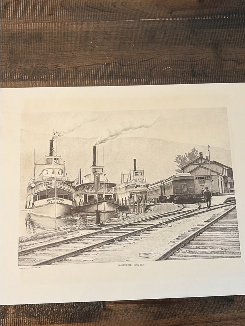 Vintage Nakusp BC Circa 1900 Historic Sternwheeler Print
